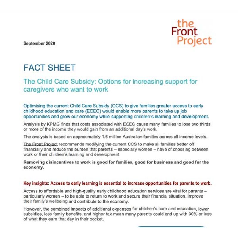  Optimising the Child Care Subsidy